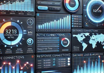 DALL·E 2025 02 19 21.56.41 A dashboard style UI with real time database connection metrics. The image features a modern and professional database monitoring dashboard with live